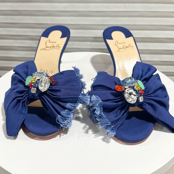 🌺CHRISTIAN LOUBOUTIN🌺 Marie Anne 55 Embellished Sandals Size: 35 - Picture 11 of 15
